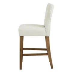 Bar Stools & Counter Height Stools-Kirkland's Home Ivory Harrison Tufted Counter Stool White