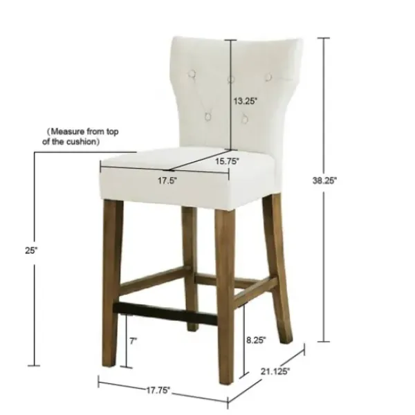 Bar Stools & Counter Height Stools-Kirkland's Home Ivory Harrison Tufted Counter Stool White