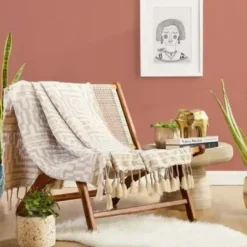 Blankets & Throws-Kirkland's Home Ivory Hypnotic Tassel Throw Ivory/Tan