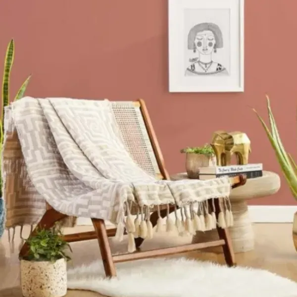 Blankets & Throws-Kirkland's Home Ivory Hypnotic Tassel Throw Ivory/Tan