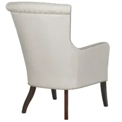 Accent Chairs-Kirkland's Home Ivory Lanea Quilted Accent Chair With Silver Studs White