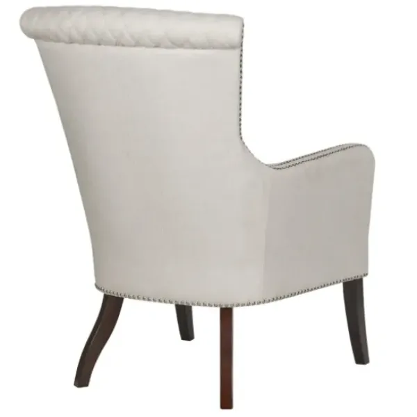 Accent Chairs-Kirkland's Home Ivory Lanea Quilted Accent Chair With Silver Studs White