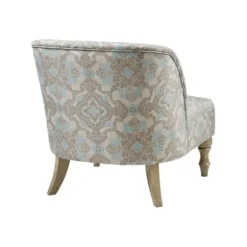 Accent Chairs-Kirkland's Home Ivory Medallion Wide Frame Slipper Accent Chair White/Blue/Brown
