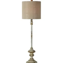 Buffet Lamps-Kirkland's Home Ivory Resin Distressed Traditional Buffet Lamp Tan