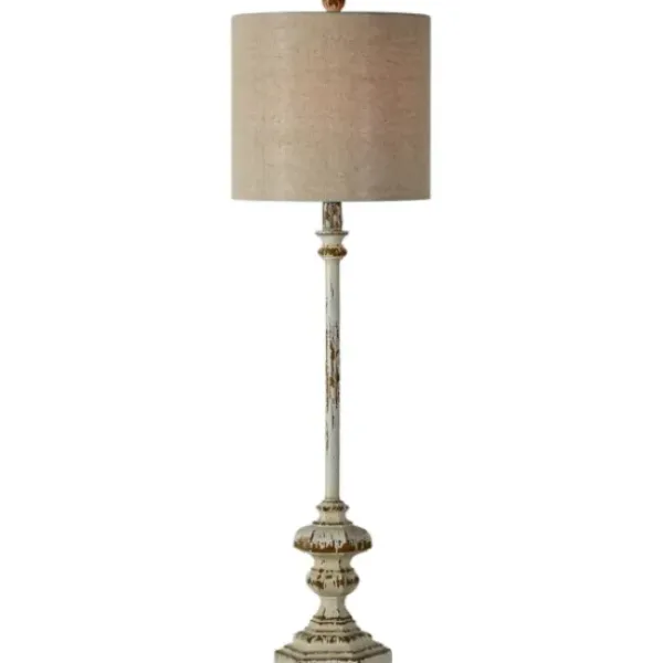 Buffet Lamps-Kirkland's Home Ivory Resin Distressed Traditional Buffet Lamp Tan