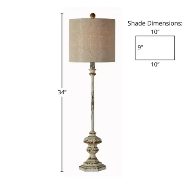 Buffet Lamps-Kirkland's Home Ivory Resin Distressed Traditional Buffet Lamp Tan