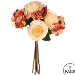 Stems & Bouquets-Kirkland's Home Ivory Rose And Blush Hydrangea Stems, Set Of 2 Ivory/Pink