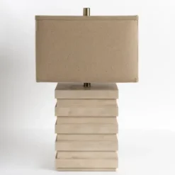 Table Lamps-Kirkland's Home Ivory Square Tiered Table Lamp Tan