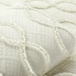 Quilts-Kirkland's Home Ivory Trellis Ruffles 3-Pc. King Quilt Set White