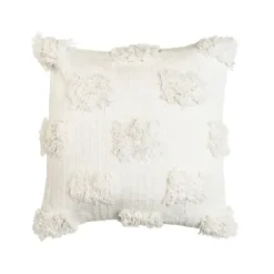 Pillows-Kirkland's Home Ivory Tufted Dots Throw Pillow White