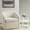 Accent Chairs-Kirkland's Home Ivory Upholstered Low Back Swivel Accent Chair White