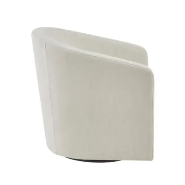 Accent Chairs-Kirkland's Home Ivory Upholstered Low Back Swivel Accent Chair White