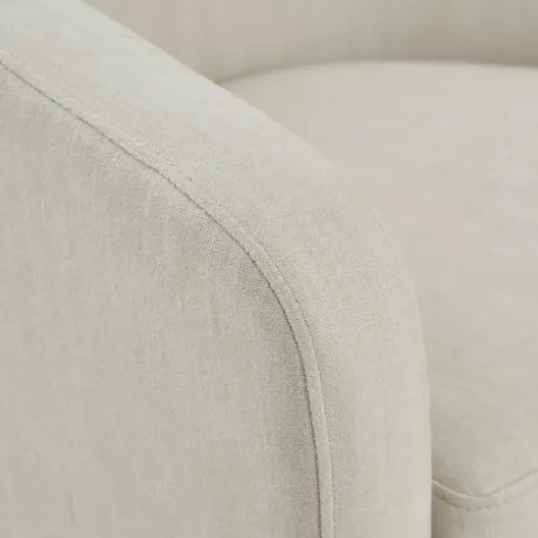 Accent Chairs-Kirkland's Home Ivory Upholstered Low Back Swivel Accent Chair White