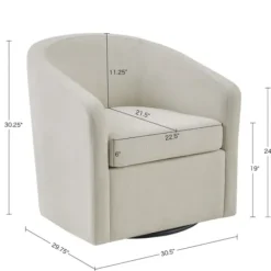 Accent Chairs-Kirkland's Home Ivory Upholstered Low Back Swivel Accent Chair White