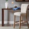 Bar Stools & Counter Height Stools-Kirkland's Home Ivory Wesley Tufted Bar Stool With Nailhead Trim White