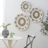 Wall Plaques-Kirkland's Home Ivory Woven Cotton Round 3-Pc. Wall Decoration White/Tan