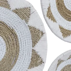 Wall Plaques-Kirkland's Home Ivory Woven Cotton Round 3-Pc. Wall Decoration White/Tan