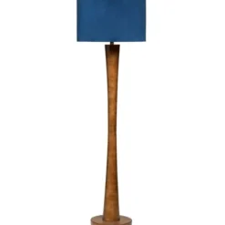 Floor Lamps-Kirkland's Home Janis Bronze And Teal Velvet Floor Lamp Blue