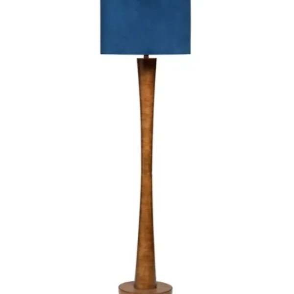 Floor Lamps-Kirkland's Home Janis Bronze And Teal Velvet Floor Lamp Blue