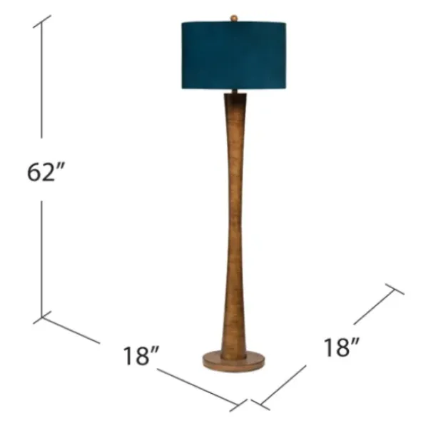 Floor Lamps-Kirkland's Home Janis Bronze And Teal Velvet Floor Lamp Blue
