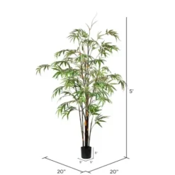 Trees & Topiaries-Kirkland's Home Japanese Bamboo Tree In Black Planter, 5 Ft.