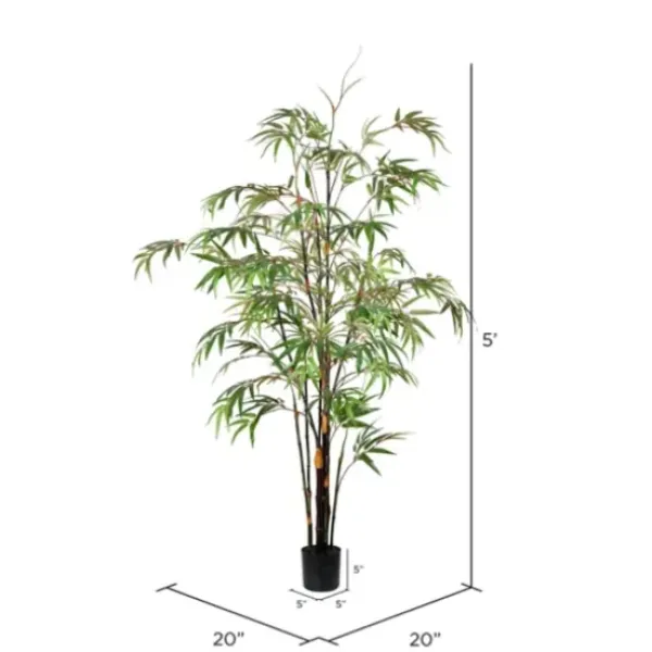 Trees & Topiaries-Kirkland's Home Japanese Bamboo Tree In Black Planter, 5 Ft.