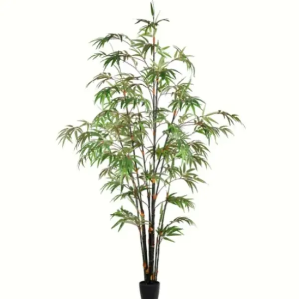 Trees & Topiaries-Kirkland's Home Japanese Bamboo Tree In Black Planter, 6 Ft.