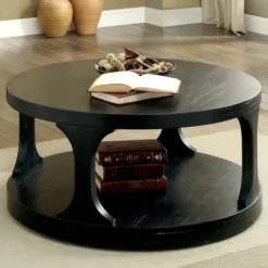 Coffee Tables-Kirkland's Home Jarrod Antique Wood Grain Shelf Coffee Table Black