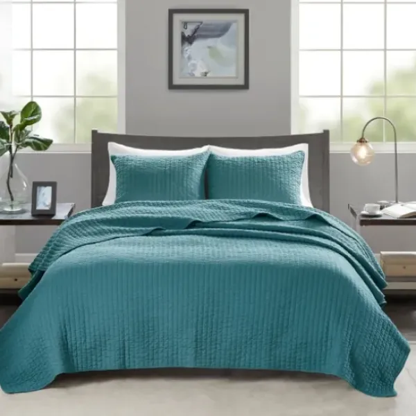 Bedspreads & Coverlets-Kirkland's Home Jaxson 3-Pc. Reversible King Coverlet Set Blue