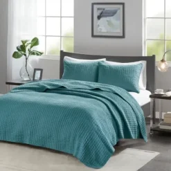 Bedspreads & Coverlets-Kirkland's Home Jaxson 3-Pc. Reversible King Coverlet Set Blue