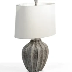 Table Lamps-Kirkland's Home Jaxson Stone Gray Table Lamp White