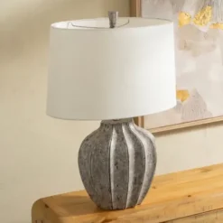 Table Lamps-Kirkland's Home Jaxson Stone Gray Table Lamp White