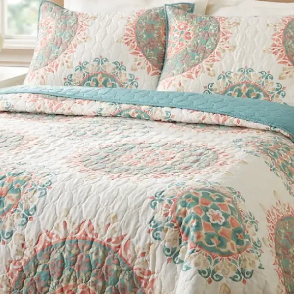 Quilts-Kirkland's Home Jessica Simpson Blue Pompeii King Quilt Set Blue/White