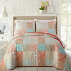 Quilts-Kirkland's Home Jessica Simpson Coral Ikigai Queen Quilt Set Pink/Blue