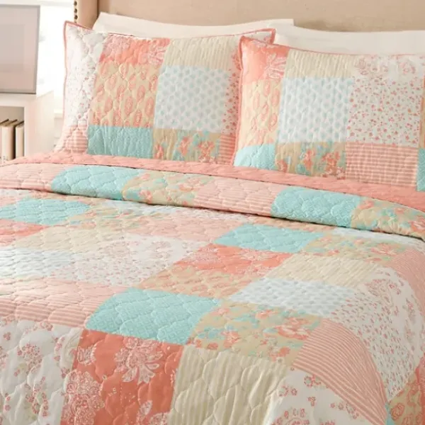 Quilts-Kirkland's Home Jessica Simpson Coral Ikigai King Quilt Set Pink/Blue