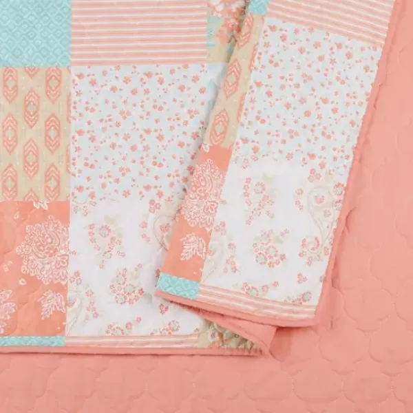 Quilts-Kirkland's Home Jessica Simpson Coral Ikigai King Quilt Set Pink/Blue