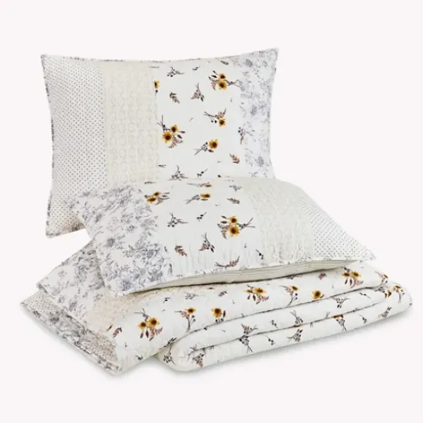 Quilts-Kirkland's Home Jessica Simpson Floral Endora Queen Quilt Set White