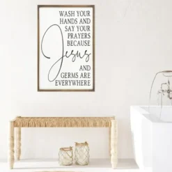 Wall Quotes & Signs-Kirkland's Home Jesus And Germs Are Everywhere Wall Plaque Black/White