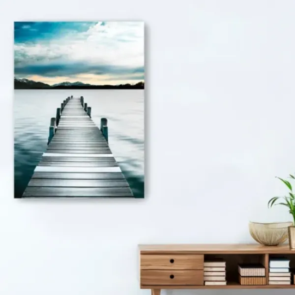 Canvas Art-Kirkland's Home Jetty Dock Giclee Canvas Art Print, 48X36 In. Blue/Gray