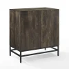 Cabinets & Sideboards-Kirkland's Home Joanelle Dark Steel And Wood Wine Cabinet Brown