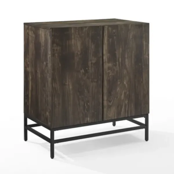 Cabinets & Sideboards-Kirkland's Home Joanelle Dark Steel And Wood Wine Cabinet Brown