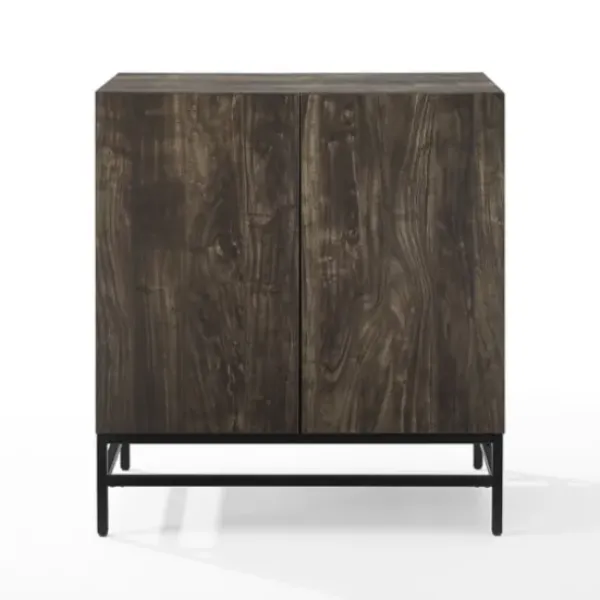 Cabinets & Sideboards-Kirkland's Home Joanelle Dark Steel And Wood Wine Cabinet Brown