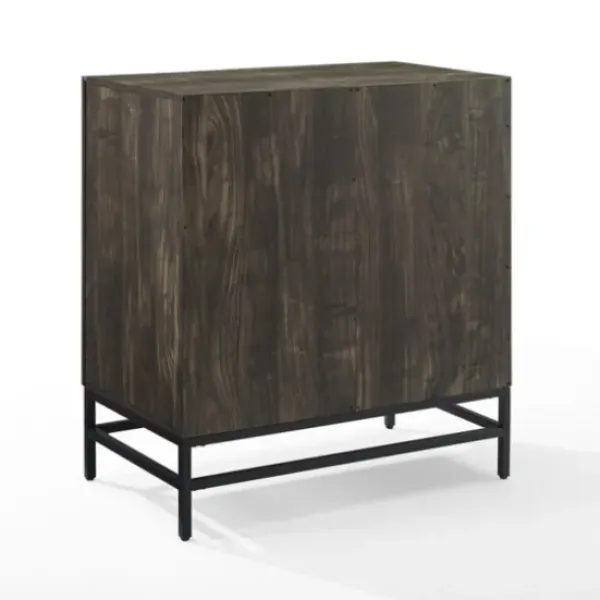 Cabinets & Sideboards-Kirkland's Home Joanelle Dark Steel And Wood Wine Cabinet Brown