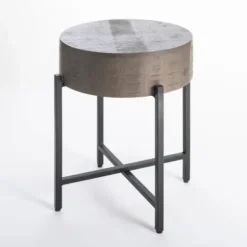 Accent & End Tables-Kirkland's Home Jodi Mango Wood Side Table Gray/Black