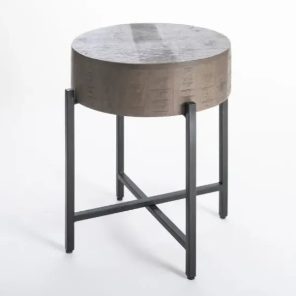 Accent & End Tables-Kirkland's Home Jodi Mango Wood Side Table Gray/Black
