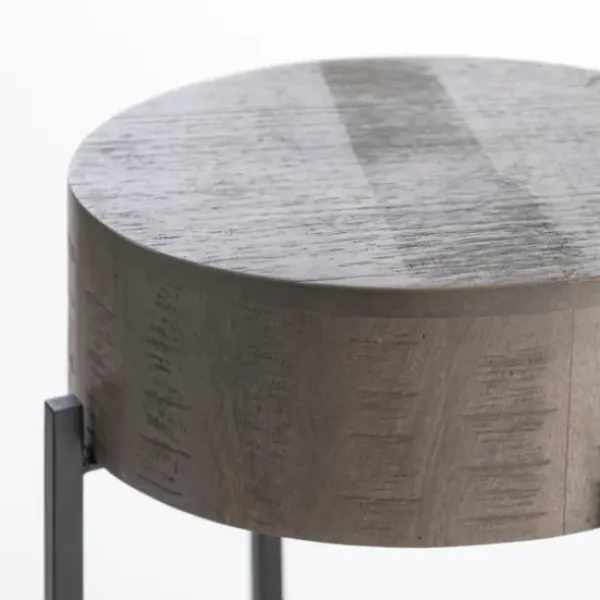 Accent & End Tables-Kirkland's Home Jodi Mango Wood Side Table Gray/Black
