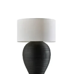 Table Lamps-Kirkland's Home Johanssen Black Ribbed Table Lamp White