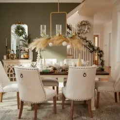 Dining Chairs-Kirkland's Home Julia Cream Upholstered Dining Chair Ivory