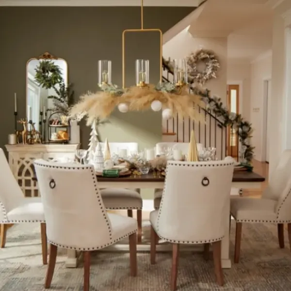 Dining Chairs-Kirkland's Home Julia Cream Upholstered Dining Chair Ivory