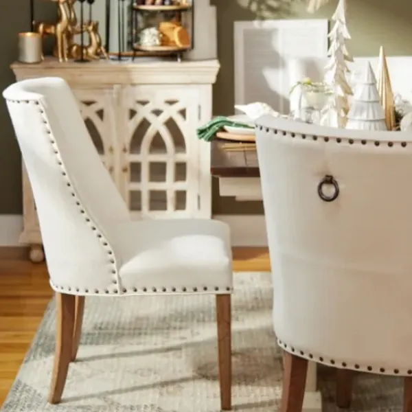 Dining Chairs-Kirkland's Home Julia Cream Upholstered Dining Chair Ivory